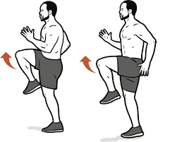 أفضل 6 تمارين كارديو في المنزل لحرق الدهون : بدون معدات! 5 تمرين high knees