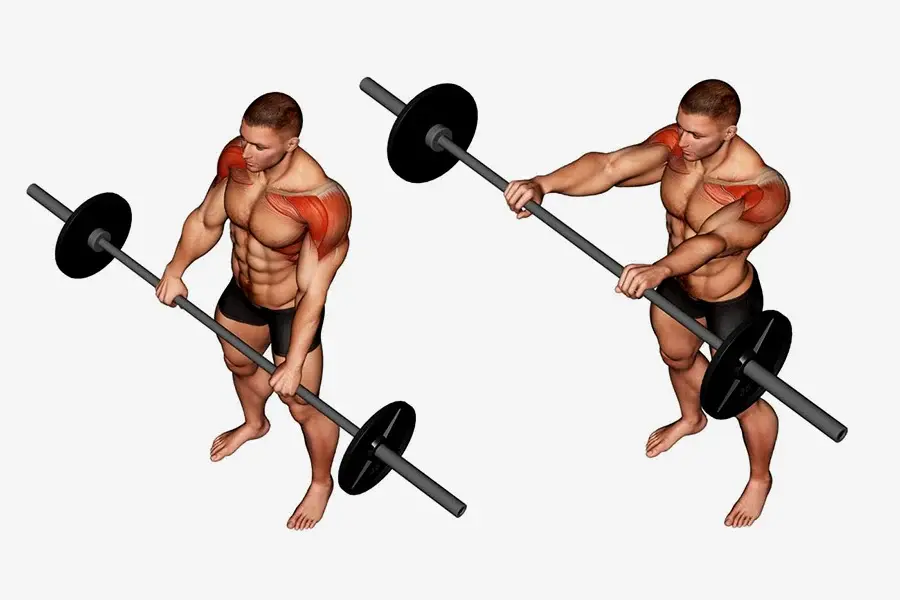 أفضل 6 تمارين كتف أمامي بالصور: كيفية التمرين 2025 3 Front Barbell Raise – تمرين رفع البار للأمام